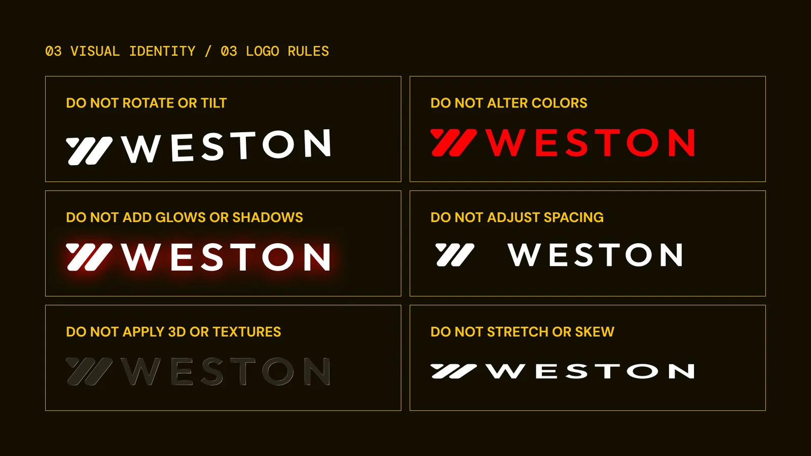 Logo rules: do not rotate, recolor, add glows, adjust spacing, add textures or stretch the logo
