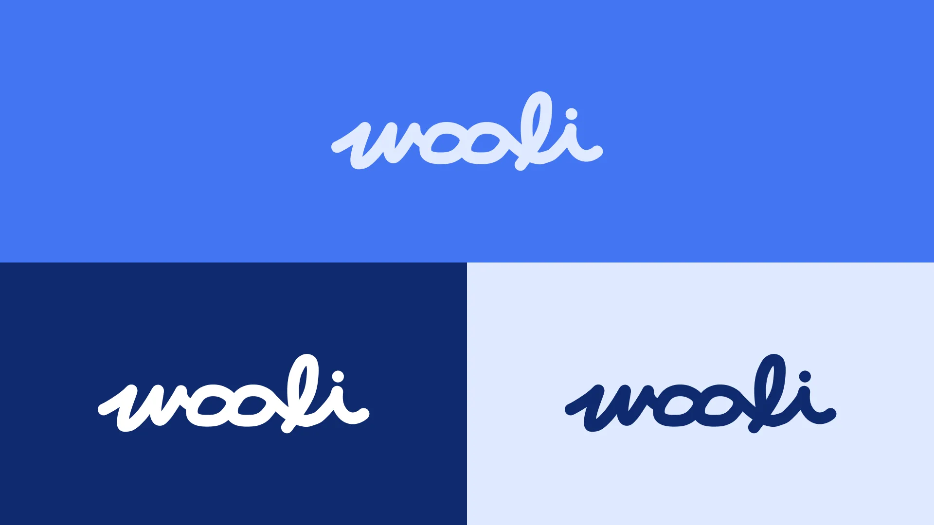 The Wooli script wordmark on Field Blue, Navy and Pale Blue